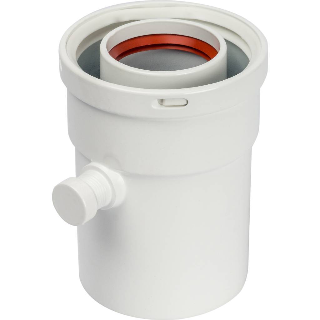 Купить SCA-6010-000101 STOUT   Элемент дымохода  конденсатосборник вертик.  DN60/100, п/м уплотнения в компл. с лого STOUT по лучшей цене с доставкой - интернет-магазин Прогрессивные решения