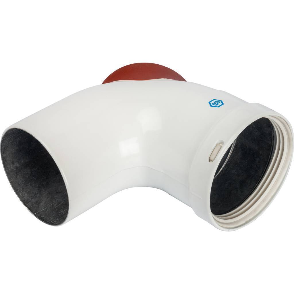 Купить SCA-0080-010090 STOUT  Элемент дымохода отвод 90° DN80 с инспекционным патрубком STOUT по лучшей цене с доставкой - интернет-магазин Прогрессивные решения