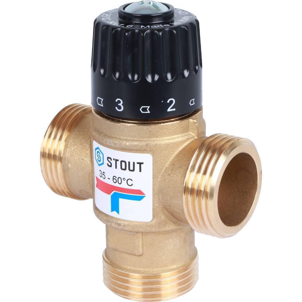 Купить SVM-0120-166025 STOUT  Термостатический смесительный клапан для систем отопления и ГВС 1" резьба STOUT по лучшей цене с доставкой - интернет-магазин Прогрессивные решения