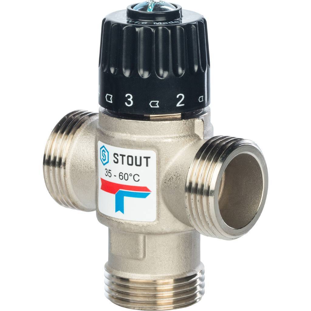 Купить SVM-0020-166025 STOUT  Термостатический смесительный клапан для систем отопления и ГВС 1" НР   35-60°С KV 1,6 STOUT по лучшей цене с доставкой - интернет-магазин Прогрессивные решения