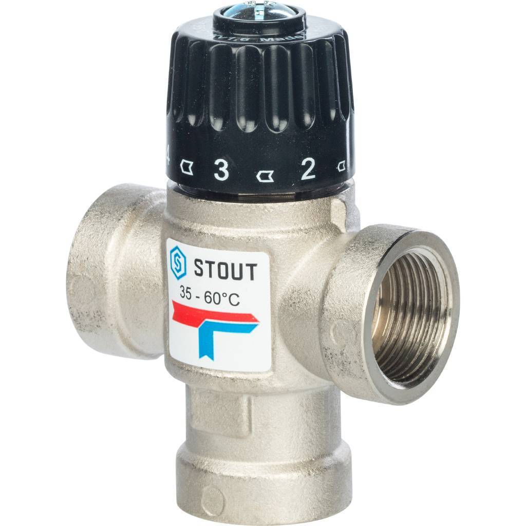 Купить SVM-0010-166020 STOUT  Термостатический смесительный клапан для систем отопления и ГВС 3/4"  ВР   35-60°С KV 1,6 STOUT по лучшей цене с доставкой - интернет-магазин Прогрессивные решения