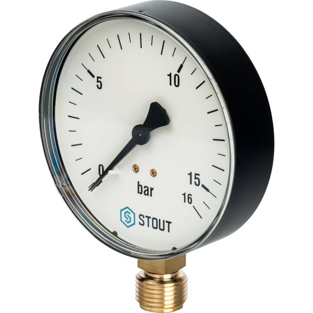 Купить SIM-0010-101615 STOUT SIM-0010 Манометр радиальный. Корпус Dn 100 мм 1/2", 0...16 бар, кл.2.5 STOUT по лучшей цене с доставкой - интернет-магазин Прогрессивные решения