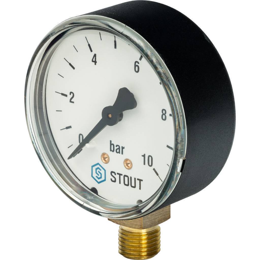 Купить SIM-0010-631008 STOUT SIM-0010 Манометр радиальный. Корпус Dn 63 мм 1/4", 0...10 бар, кл.2.5 STOUT по лучшей цене с доставкой - интернет-магазин Прогрессивные решения