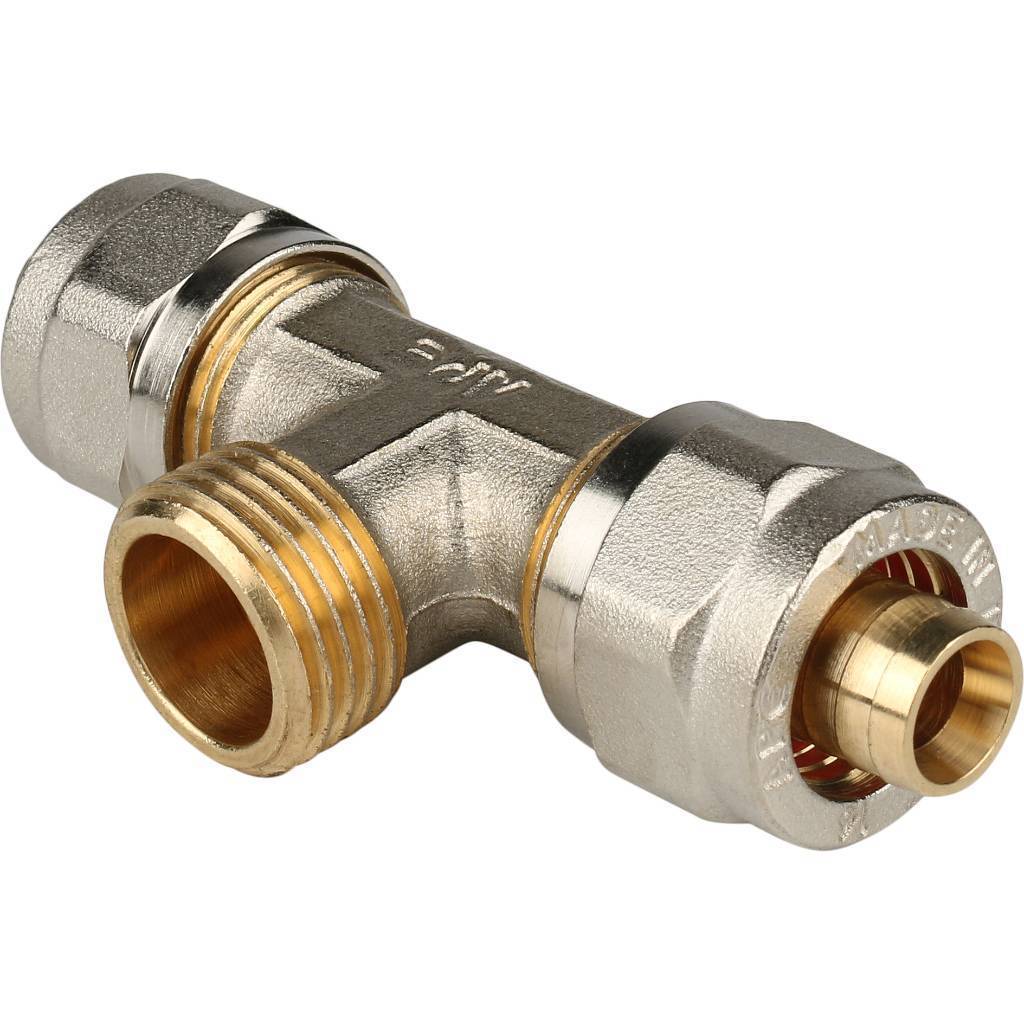 Купить SFS-0011-001216 STOUT   Тройник-переходник с наружной резьбой 1/2"х16 для металлопластиковых труб винтовой STOUT по лучшей цене с доставкой - интернет-магазин Прогрессивные решения