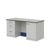 Стол пристенный ЛАБ-PRO 180.80.90 на опорных тумбах, рабочая поверхность – HPL ЛОиП  по лучшей цене с доставкой - интернет-магазин Прогрессивные решения